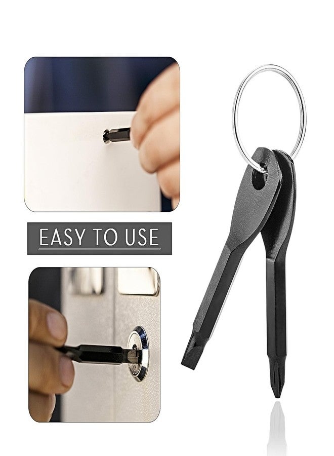 SHREESAMP Stainless Steel Mini Portable 2 Pcs Style Key Chain Multifunction Screwdriver Key Shape Keychain Pocket Repair Tool And EDC Tool Mini Pocket Tool With Key Ring [ Black 7X 1x 1X CM ] - Image 4